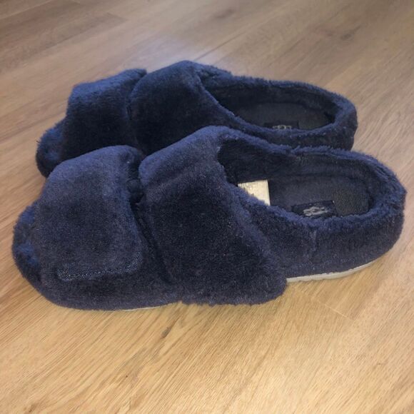 UGG FLUFF YOU IT YEAH SHEEPSKIN SHEARLING FUR BLUE SLIDES SLIPPERS MENS SIZE 11 main image 4